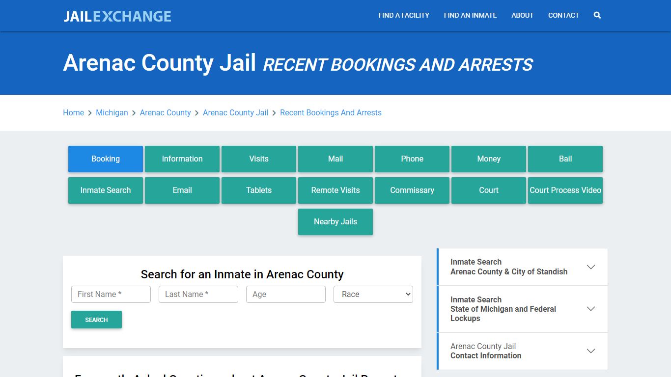 Arenac County Jail Recent Bookings And Arrests - Jail Exchange