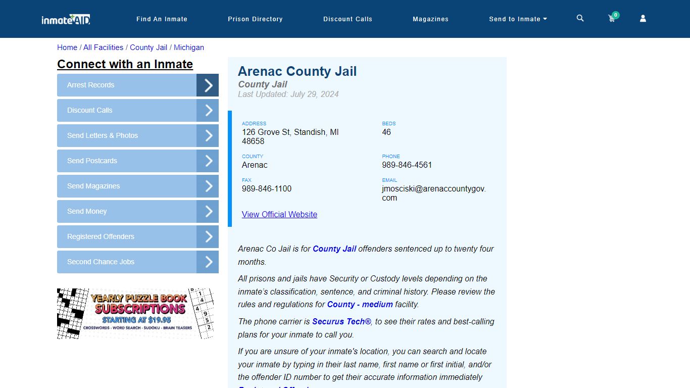 Arenac County Jail - Inmate Locator