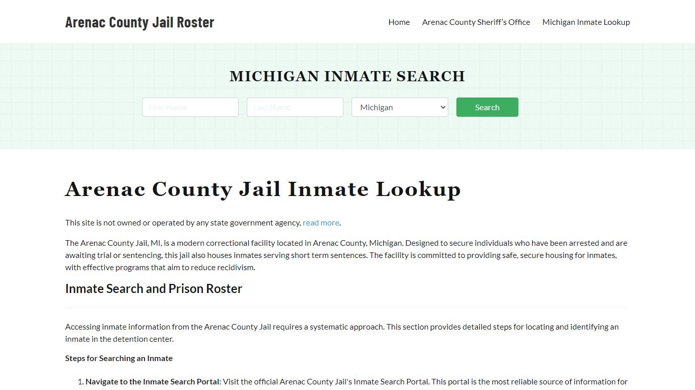 Arenac County Jail Roster Lookup, MI, Inmate Search